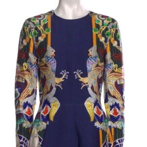 Mary Katrantzou Blue Totem Printed Graphic Midi Dress Size: S/US4 (Orig. $1250)